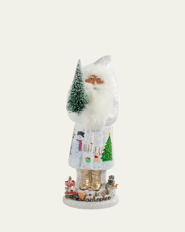 Santa with Snowman Scene Figurine